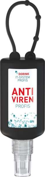 Hände-Desinfektionsspray (DIN EN 1500), 50 ml Bumper schwarz, Body Label (R-PET)