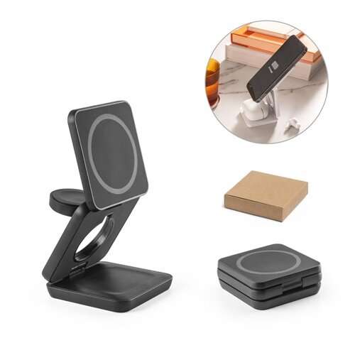 BROGLIE. Superschnelles 15W 3-in-1 magnetisches kabelloses Ladegerät aus Recyceltes ABS (100% rABS)