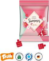 Minitüte, 84x70mm Folie, transparent Trolli Fruchtgummi Sparkassen "S" rot, Erdbeergeschmack, 10% Fr