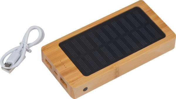 Soloar-Powerbank aus Bambus mit 8.000 mAh