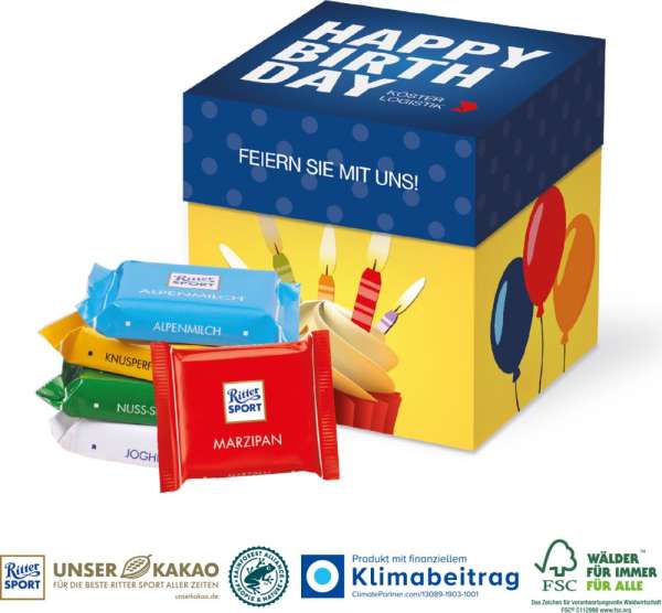 Würfelbox mit Ritter SPORT Minis