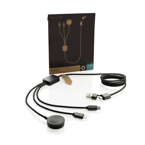 Terra RCS rPET 6-in-1-Ladekabel mit Uhrenladegerät