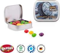 Klappdose Scharnierdeckeldose, silber-blank Skittles Fruits Kaubonbons