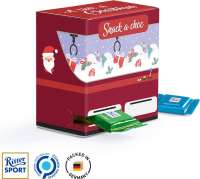 Adventsautomat Mini Vollkartonhülle, weiß 24 Ritter SPORT Schokotäfelchen Mischung: Alpenmilch, Knus