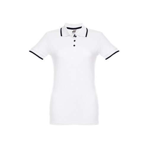 THC ROME WOMEN WH. Zweifarbiges Baumwoll-Poloshirt für Damen