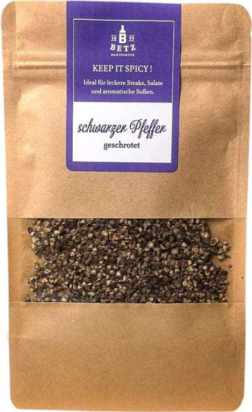 Schwarzer Pfeffer, geschrotet in Mailingtüte, 20 g