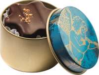 Pralinen Engel/Petrol-Gold, 1-er Runddose