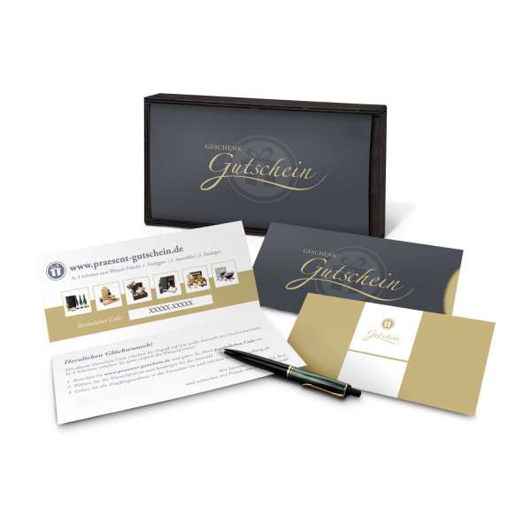 Geschenkgutschein in Holzkiste, 35 € für Präsent-, Lifestyle- und Wellnessartikel
