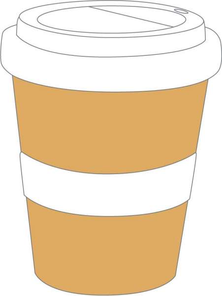 Coffee2Go Mini, Kaffeebecher to Go Form 344, mit glatter oder geriffelter Siliconbanderole