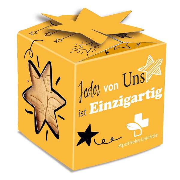 Pflanz-Holz Star-Box Ostern mit Samen - Eierbaumsamen, 1 Seite gelasert