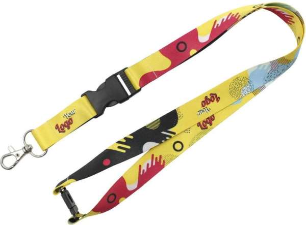 Schlüsselband Lanyard mit Karabinerhaken, Schnappverschluss und Sicherheitsclip, einseitiger Sublima