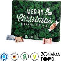 Adventskalender Eco XL Vollkartonhülle, weiß Zebra Bar Mini, 3 Sorten gemischt