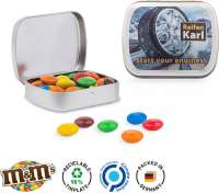 Klappdose Scharnierdeckeldose, silber-blank M&M´s Chocolate