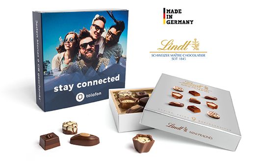 Lindt Mini Pralinés im Werbeschuber inkl. 4c Druck