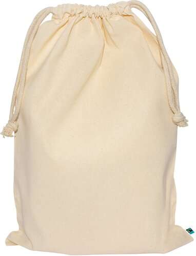 Fairtrade Baumwollbeutel mit einseitigem Nylon-Netz und doppeltem Kordelzug - 140 g/m² - 40 x 50 cm