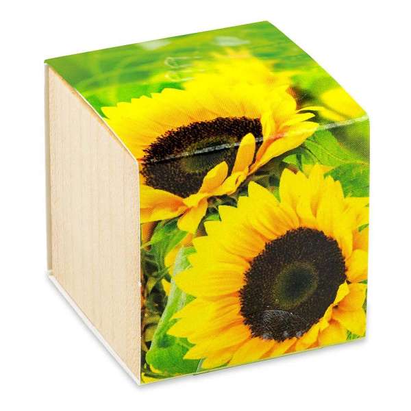 Pflanz-Holz - Standardmotiv - Sonnenblume inkl. 2 Seiten gelasert