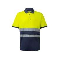 VL ACHELOUS. Zweifarbiges Piqué-Poloshirt (150g/m²) mit kurzen Ärmeln, aus Baumwolle (55%) und Polye