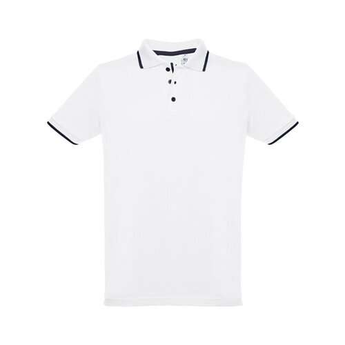 THC ROME WH. Zweifarbiges Baumwoll-Poloshirt für Männer. Weiße Farbe