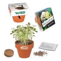 Vorschau: Logo-Töpfchen Banderole mit Samen Vorschau: Logo-Töpfchen Banderole mit Samen