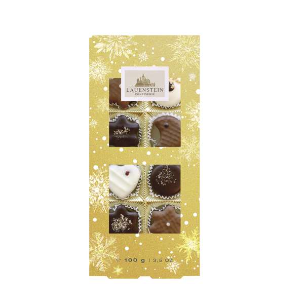 Weihnachts-Klarsichtpräsent Trüffel und Pralinen 100g