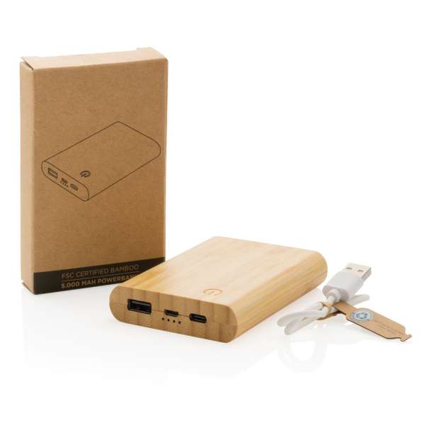 FSC® zertifizierte 5.000mAh Bambus-Powerbank