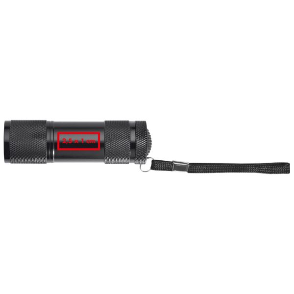 Taschenlampe aus Aluminium mit 9 LEDs, inkl. Batterien in einer Box