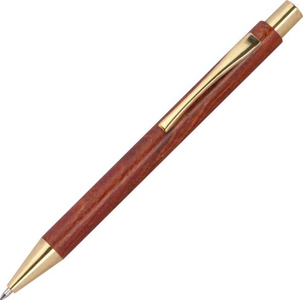 Holzkugelschreiber goldene Applik.