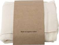 Set aus drei wiederverwendbaren Taschen aus Baumwollgewebe