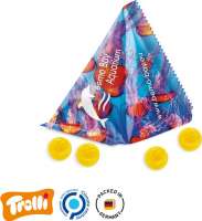 Fruchtgummi Tetraeder Folie, weiß Trolli Fruchtgummi Smile gelb, Zitronengeschmack, 10% Fruchtsaft