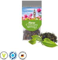 Premium Tee Tassenreiter aus Glanzkarton Grüntee Passion weiß