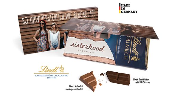 Lindt Schokoladentafel in Mailingmappe inkl. 4c Druck