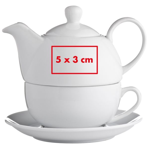 Teekanne (400 ml) mit einer Tasse (200 ml) und Untersetzer