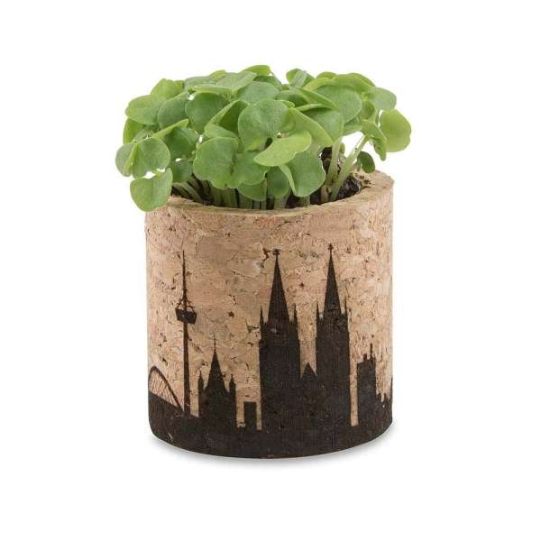 Pflanz-Kork rund mit Samen - Basilikum, Rundum-Lasergravur