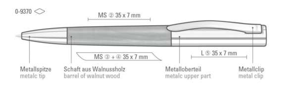 Uma Metall-Drehkugelschreiber Titan Wood