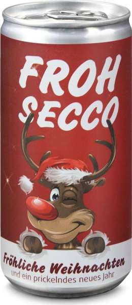 Geschenkartikel / Präsentartikel: FROHSECCO Elch (rot) - 24 x Promo Secco 0,2 l , Slimlinedose
