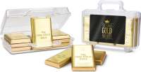 Präsentartikel: Sie sind Gold wert - Goldkoffer mit 12 Goldbarren, Edelvollmilch-Schokolade (120 g)