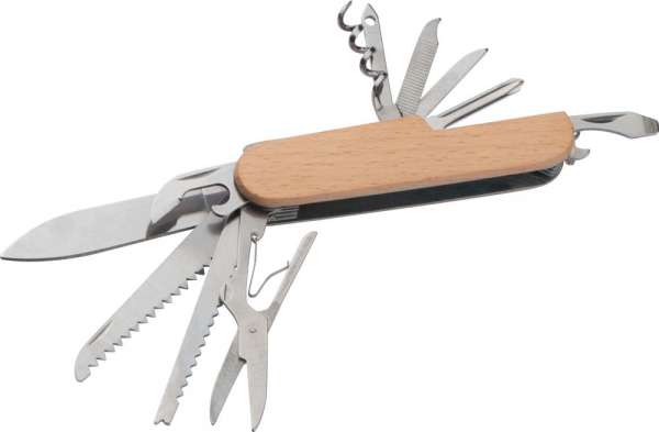 Taschenmesser aus Edelstahl mit Holzummantelung