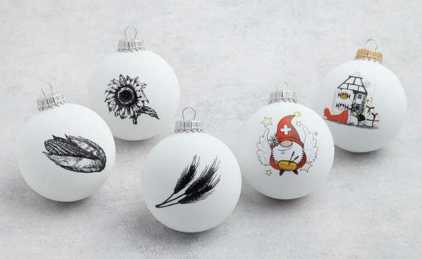 Weihnachtskugel 8 cm 3 Kugeln pro Box mit 2-3fbg. Tampondruck