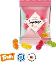 Minitüte, 84x70mm Folie, transparent Trolli Fruchtgummi Brillen, bunt gemischt, 10% Fruchtsaft