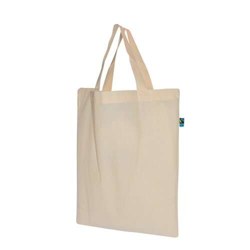 Fairtrade Baumwolltasche mit kurzen Griffen - 140 g/m² - 38 x 42 cm