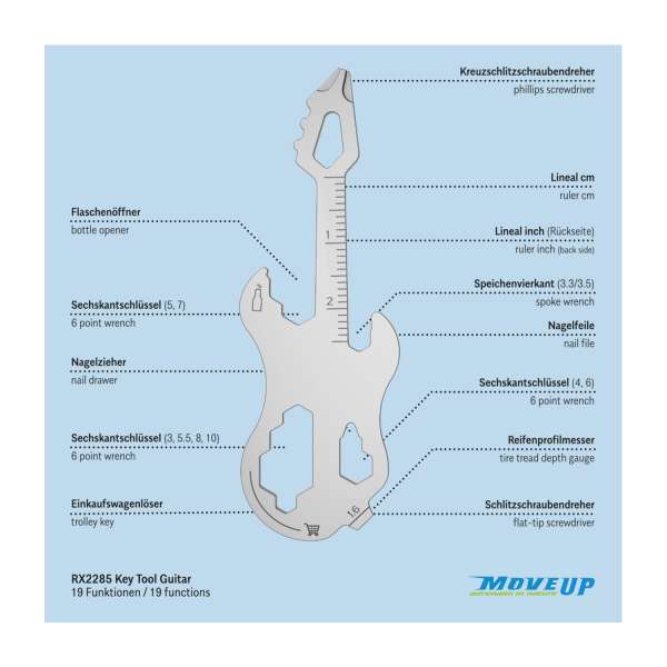 ROMINOX® Key Tool Guitar 19 functions