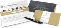 Geschenkgutschein Gold in Holzkiste, große Auswahl an Präsenten, Lifestyle- und Wellnessprodukten, K
