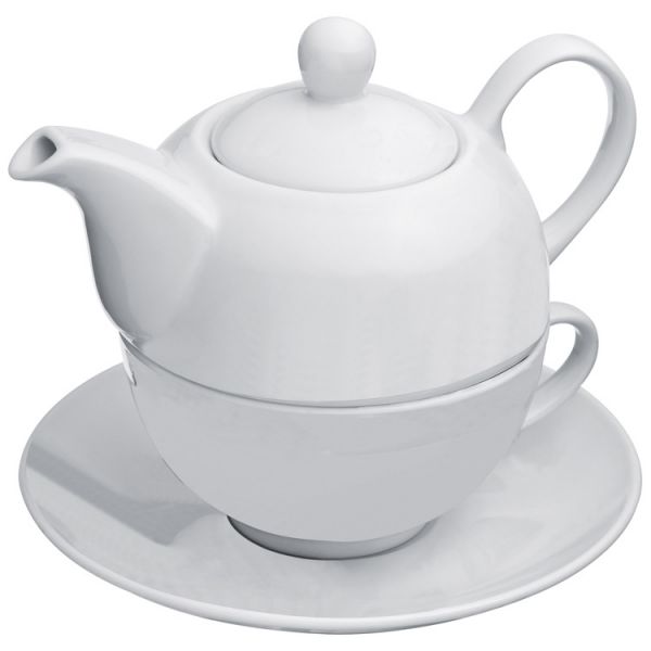 Teekanne (400 ml) mit einer Tasse (200 ml) und Untersetzer