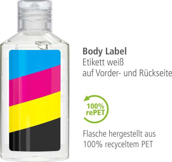 Handreinigungsgel, 50 ml, Body Label (R-PET)