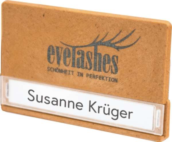 Namensschild, nachwachsende Rohstoffe