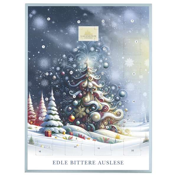 Adventskalender &quot;Weihnachtsbaum Blau&quot; mit Alkohol 300g, Zartbitter