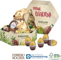 Großes Osternest mit Schokolade von Ferrero Rocher auf Graspapier