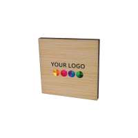 Namensschild Badge Bamboo Square 40 x 40 mm, Magnet, Engraving