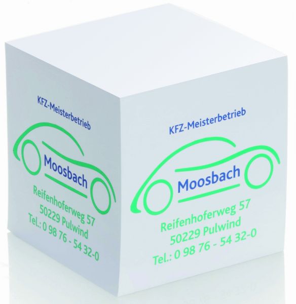Zettelklotz 10x10x10 cm mit 1c-Werbedruck