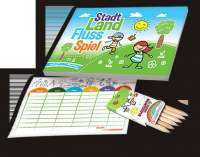 Set Stadt, Land, Fluss Block und Buntstifte